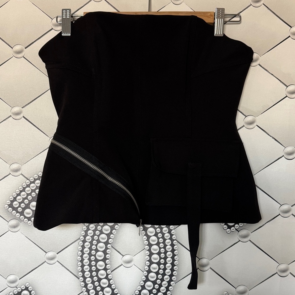 Zara Black Strapless Top with Zipper Accent